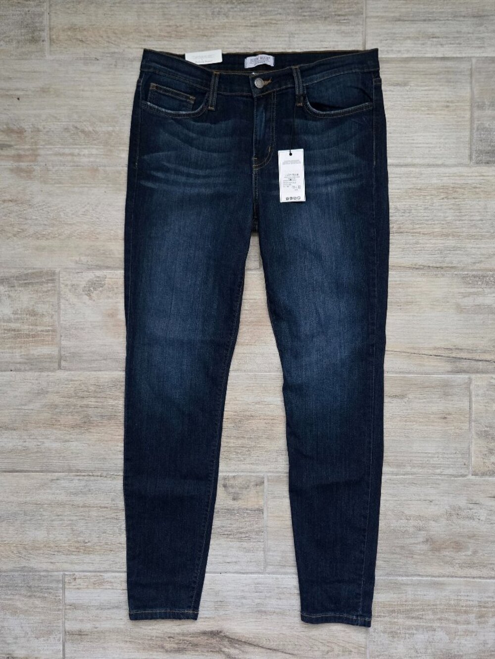 NWT Judy Blue Hand Sand Skinny Jeans Womens Dark Wash Blue Stretch Denim 15 32